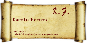 Kornis Ferenc névjegykártya