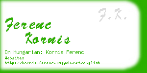 ferenc kornis business card